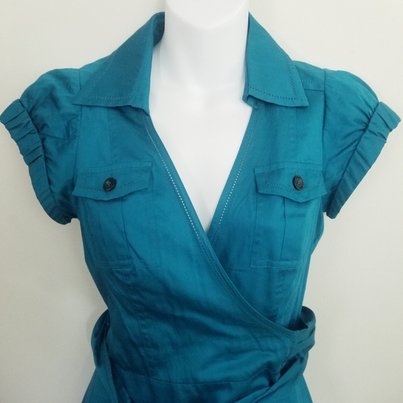 DVF Edan wrap teal blue dress - Picture 3 of 10